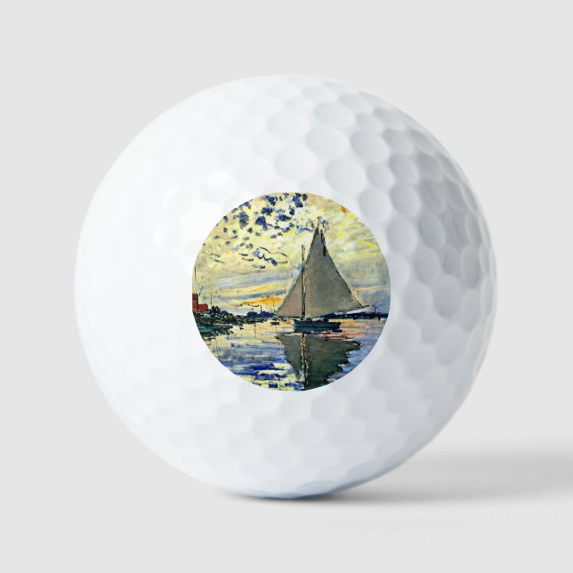 Monet - Sailboat at le Petit Gennevilliers Golf Balls (Front)