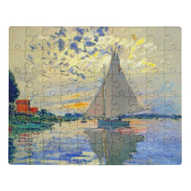Monet Sailboat at Le Petit-Gennevilliers Jigsaw Puzzle (Puzzle Horizontal)