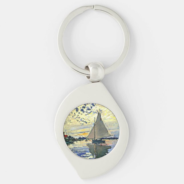 Monet - Sailboat at le Petit GENNEVILLIERS Keychain (Front)
