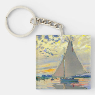 Monet Sailboat at Le Petit-Gennevilliers Keychain