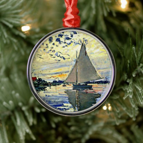 Monet - Sailboat at le Petit Gennevilliers Metal Ornament