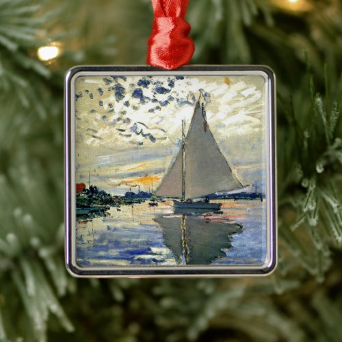 Monet - Sailboat at Le Petit-Gennevilliers Metal Ornament