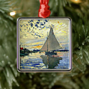 Monet - Sailboat at le Petit GENNEVILLIERS Metal Ornament