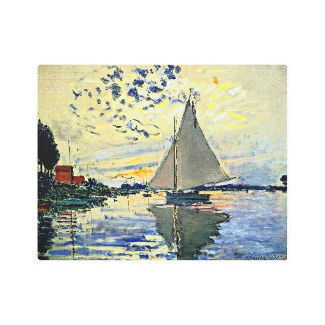 Monet - Sailboat at le Petit Gennevilliers Metal Print (Front)
