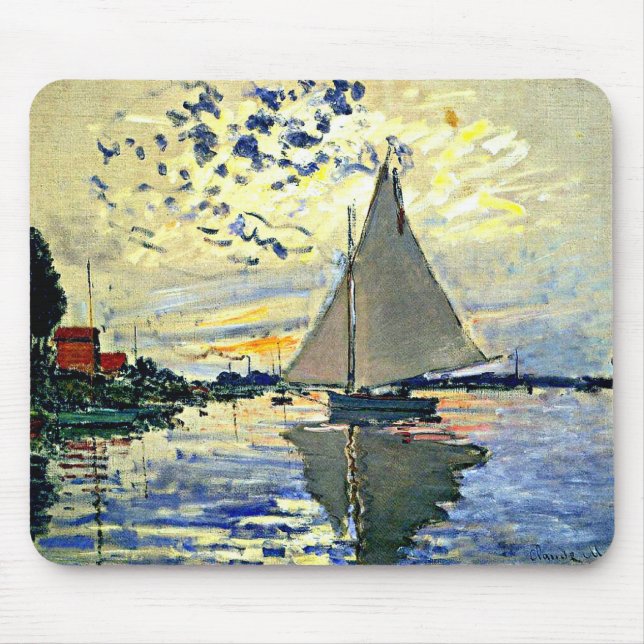 Monet - Sailboat at Le Petit-Gennevilliers Mouse Pad (Front)