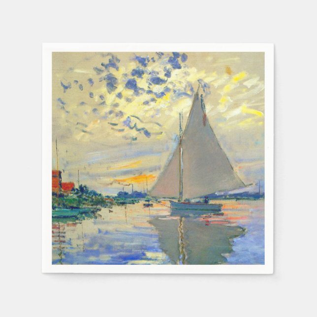 Monet Sailboat at Le Petit-Gennevilliers Napkins (Front)