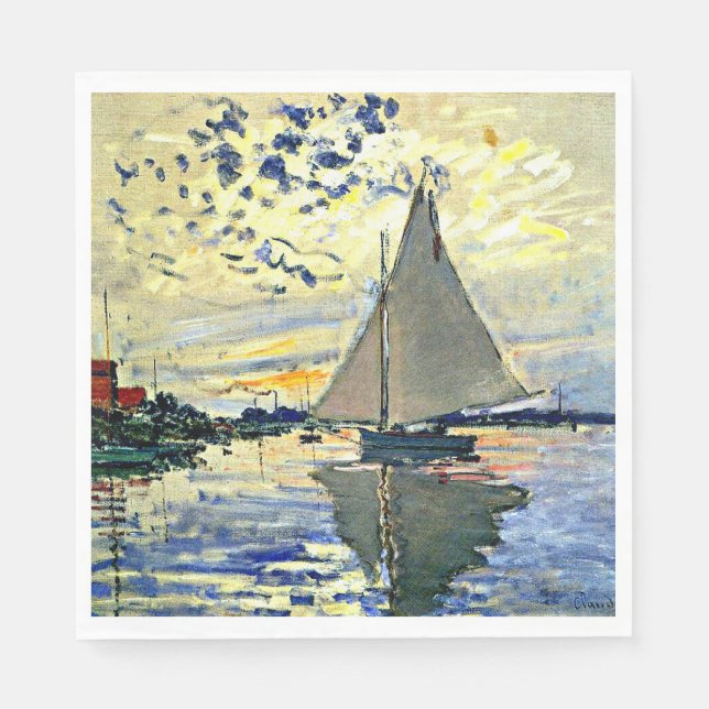 Monet - Sailboat at le Petit Gennevilliers, Napkins (Front)