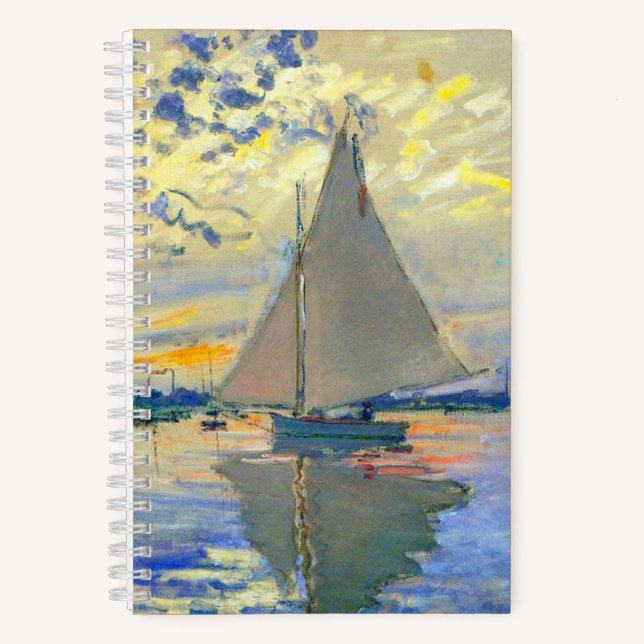 Monet Sailboat at Le Petit-Gennevilliers Notebook (Front)
