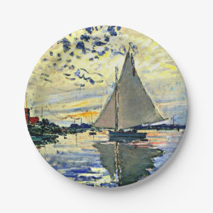 Monet - Sailboat at le Petit Gennevilliers, Paper Plates
