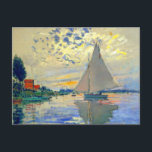 Monet Sailboat at Le Petit-Gennevilliers Postcard<br><div class="desc">Postcard featuring Claude Monet’s oil painting Sailboat at Le Petit-Gennevilliers (1874). A serene sailboat sails the waters in Paris,  France. Perfect for lovers of Impressionism and French art collectors!</div>