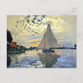 Monet - Sailboat At Le Petit-gennevilliers Postcard by Virginia5050 at Zazzle