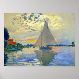 Monet Sailboat at Le Petit-Gennevilliers Poster