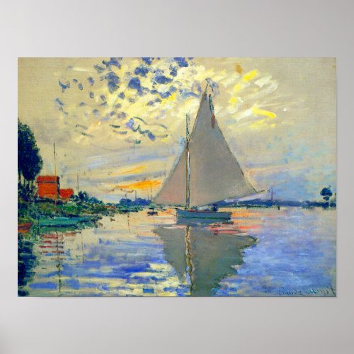 Monet Sailboat at Le Petit_Gennevilliers Poster