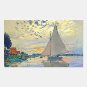 Monet Sailboat at Le Petit-Gennevilliers Rectangular Sticker