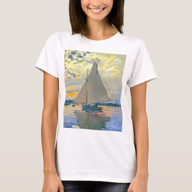 Monet Sailboat at Le Petit-Gennevilliers T-Shirt (Front)