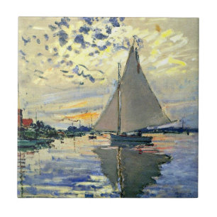 Monet - Sailboat at Le Petit-Gennevilliers Tile