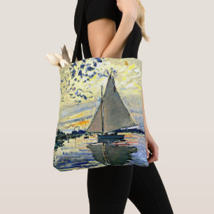 Monet - Sailboat at le Petit Gennevilliers Tote Bag