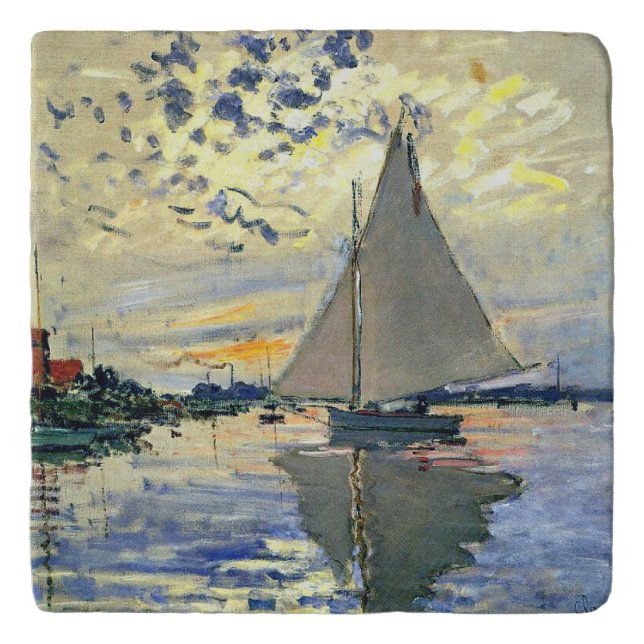 Monet - Sailboat at Le Petit-Gennevilliers Trivet (Front)