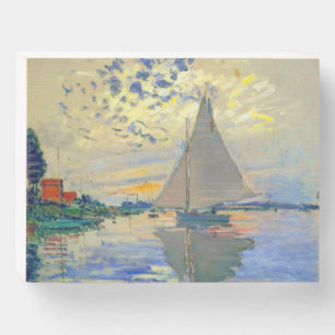 Monet Sailboat at Le Petit-Gennevilliers Wooden Box Sign