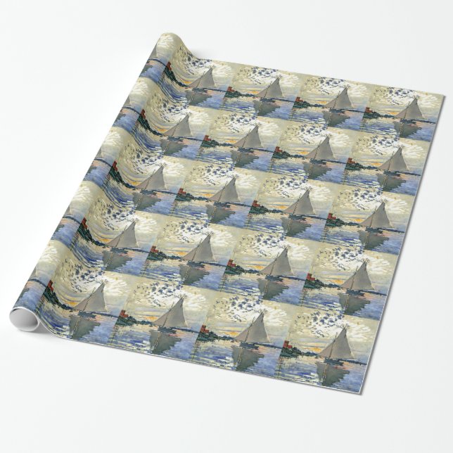 Monet - Sailboat at Le Petit-Gennevilliers Wrapping Paper (Unrolled)