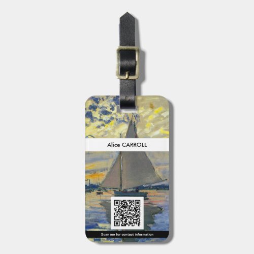 Monet _ Sailboat at Petit_Gennevilliers _ QR Code Luggage Tag