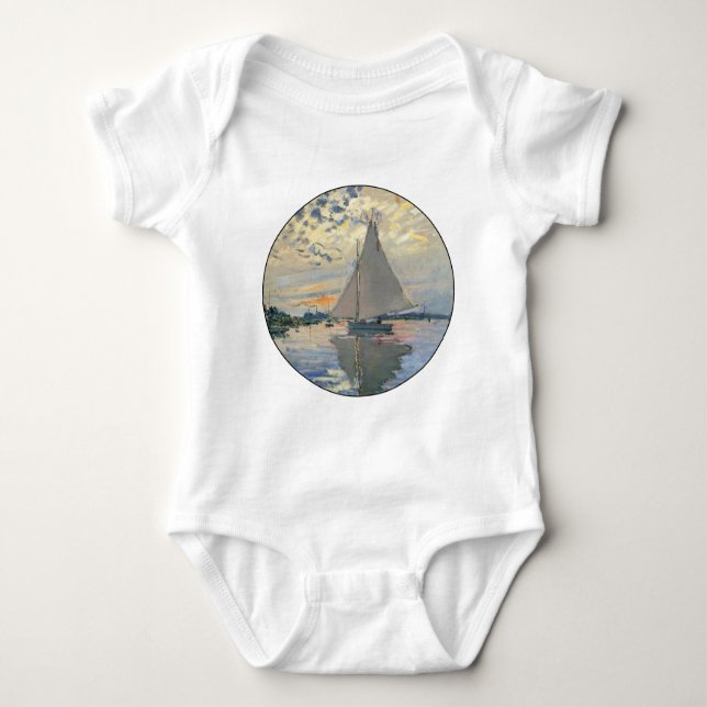Monet Sailboat French Impressionism Classic Art Baby Bodysuit (Front)