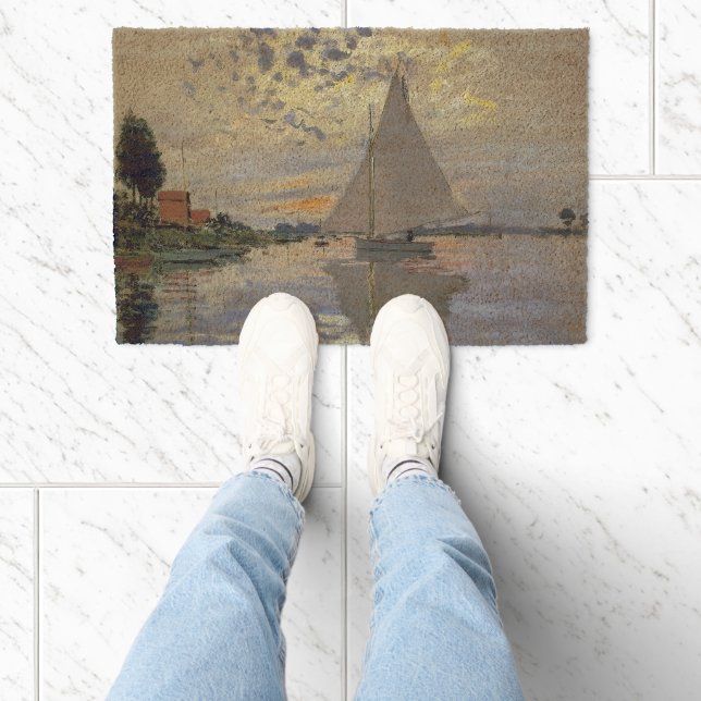 Monet Sailboat French Impressionism Classic Art Fiber Doormat (Insitu)