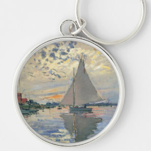 Monet Sailboat French Impressionism Classic Art Keychain
