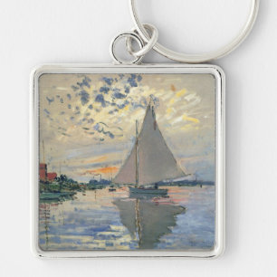 Monet Sailboat French Impressionism Classic Art Keychain