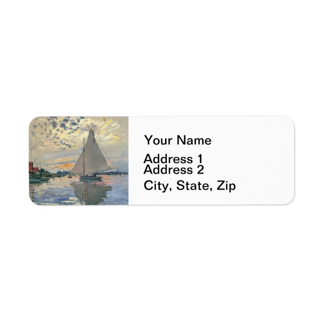 Monet Sailboat French Impressionism Classic Art Label (Front)