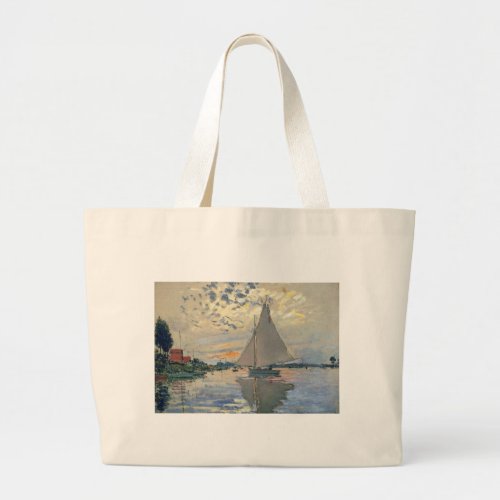 Monet Sailboat French Impressionism Classic Art Large Tote Bag