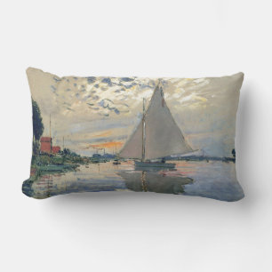 Monet Sailboat French Impressionism Classic Art Lumbar Pillow