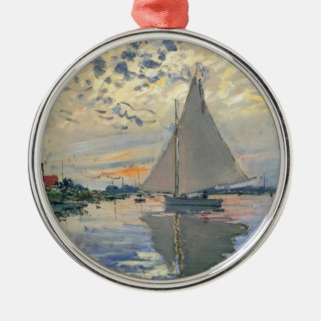 Monet Sailboat French Impressionism Classic Art Metal Ornament (Front)
