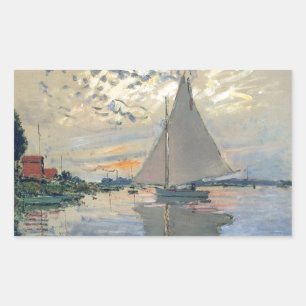 Monet Sailboat French Impressionism Classic Art Rectangular Sticker