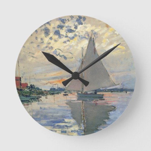 Monet Sailboat French Impressionism Classic Art Round Clock