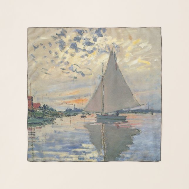 Monet Sailboat French Impressionism Classic Art Scarf (Front)