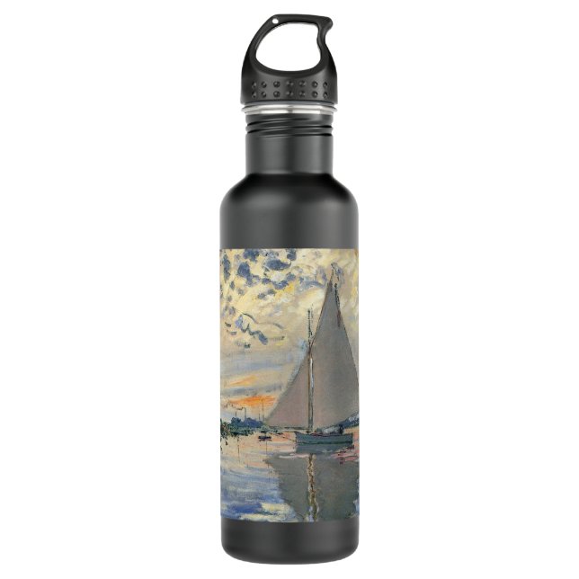 Monet Sailboat French Impressionism Classic Art Stainless Steel Water Bottle (Front)