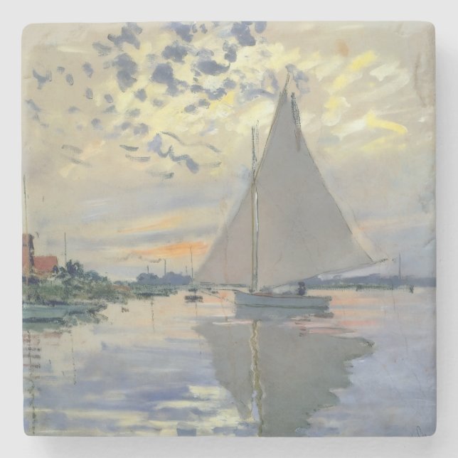 Monet Sailboat French Impressionism Classic Art Stone Coaster (Front)