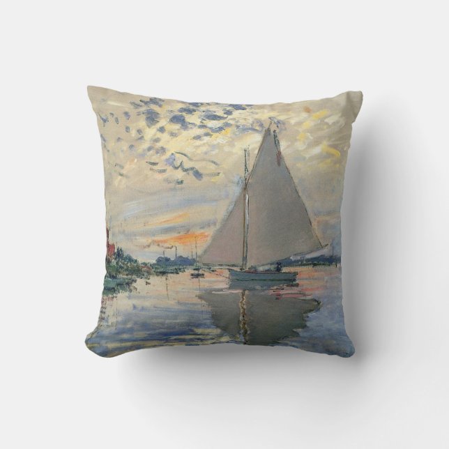 Monet Sailboat French Impressionism Classic Art Throw Pillow (Front)