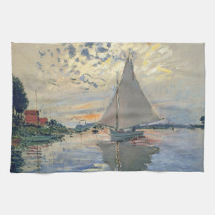 Monet Sailboat French Impressionism Classic Art Towel