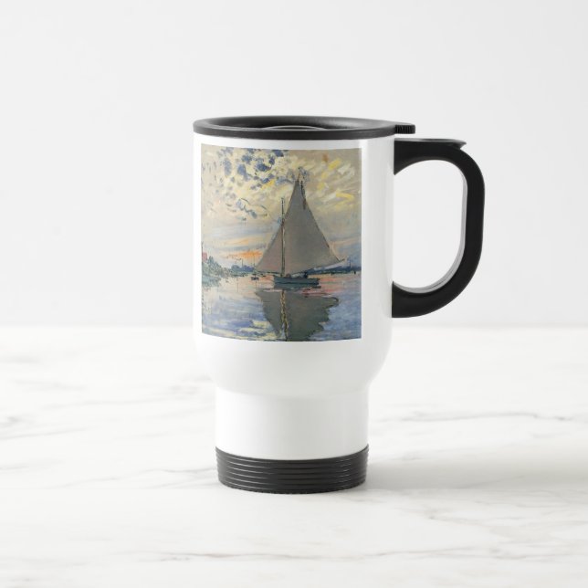Monet Sailboat French Impressionism Classic Art Travel Mug (Right)