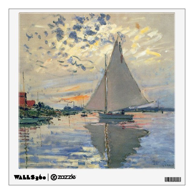 Monet Sailboat French Impressionism Classic Art Wall Sticker (Front)
