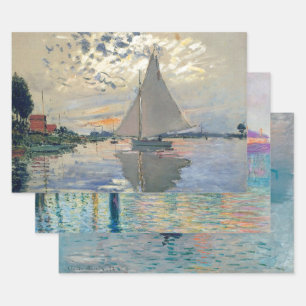 Monet Sailboat French Impressionism Classic Art Wrapping Paper Sheets