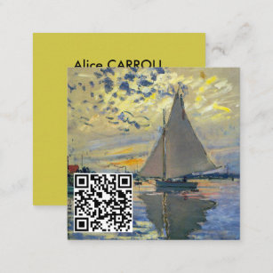 Monet - Sailboat, Le Petit-Gennevilliers - QR Code Square Business Card