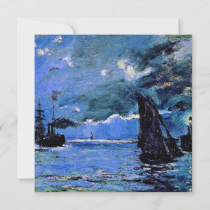 Monet - Seascape, Night Effect, famous artwork Holiday Card