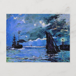 Monet - Seascape, Night Effect, famous artwork Holiday Postcard