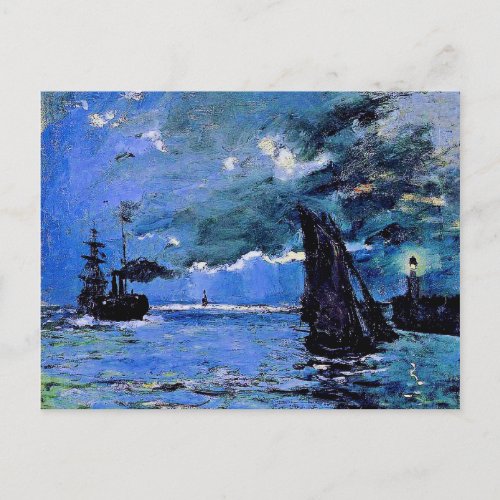 Monet _ Seascape Night Effect famous artwork Holiday Postcard