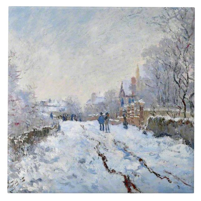 Monet - Snow Scene at Argenteuil Ceramic Tile (Front)