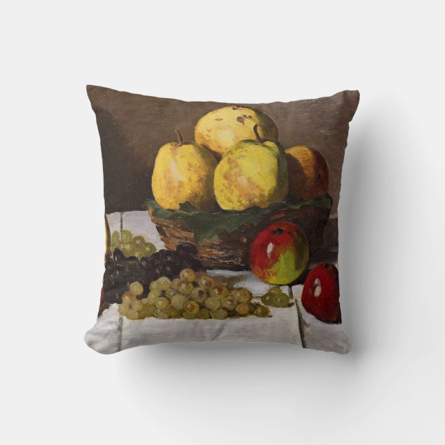 Monet - Still Life with Pears and Grapes Throw Pillow (Front)