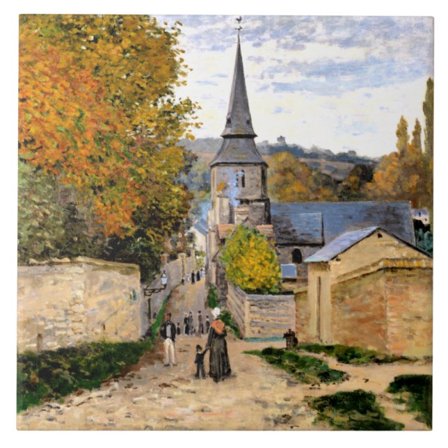 Monet - Street in Saint-Adresse Ceramic Tile (Front)